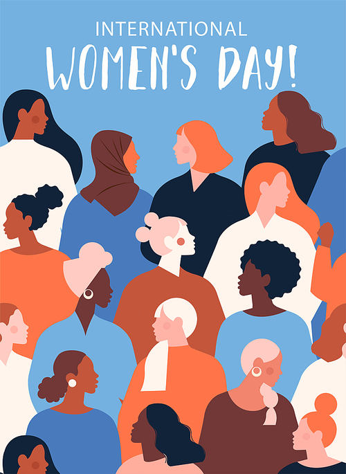 International Womens Day. Vector template with for card, poster, flyer and other users