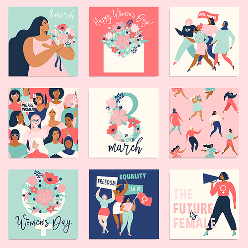 International Womens Day. Vector templates for card, poster, flyer and other users
