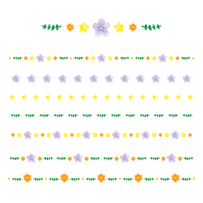 수채화 일러스트 꽃 리스 꾸미기 라인 패턴 세트