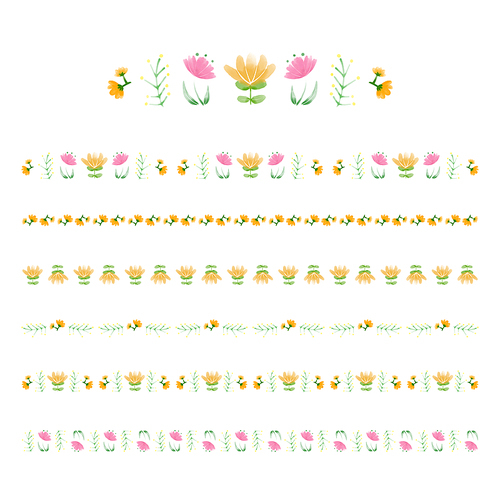 수채화 일러스트 꽃 리스 꾸미기 라인 패턴 세트