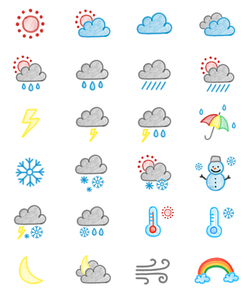 그림일기 감성 일러스트 날씨 아이콘 모음