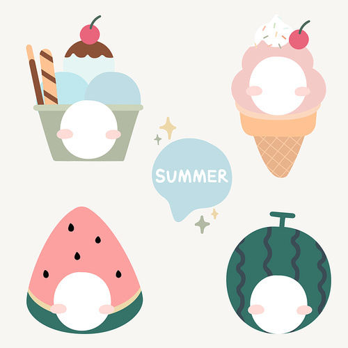 여름 상징 음식 얼굴합성 캐릭터 모음