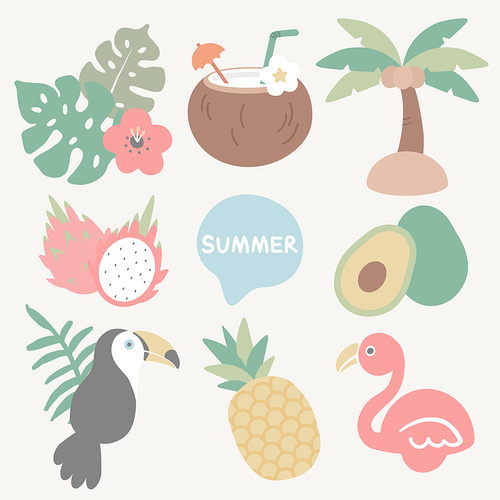 여름 트로피컬 상징 일러스트 이미지 모음
