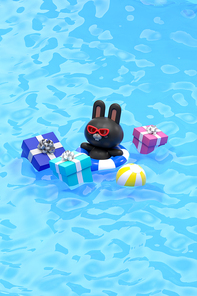 여름 3D 렌더링 일러스트