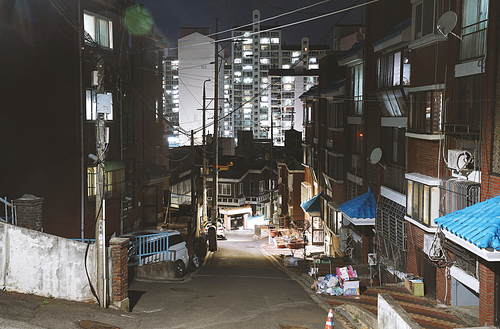 한국 서울 구로 골목길 야경