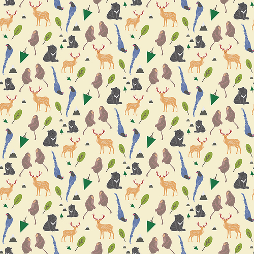 adorable Taiwan endemic species seamless background in flat style