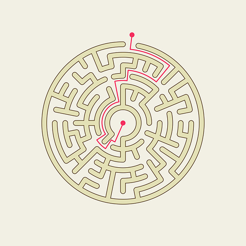 simple circular maze isolated on beige background