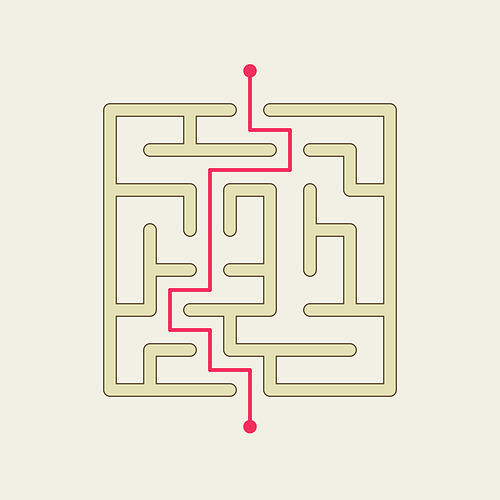simple square maze isolated on beige background
