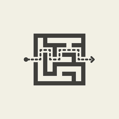 modern square maze isolated on beige background