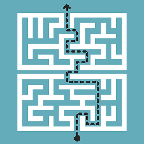 trendy square maze isolated on blue 
