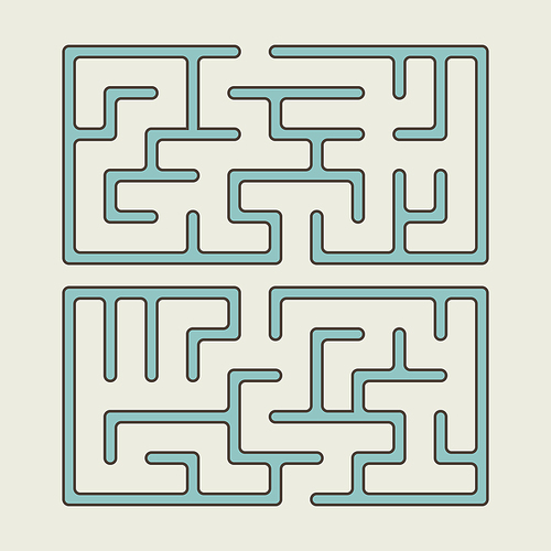 lovely blue square maze isolated on beige background