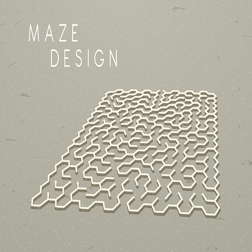 elegant hexagon labyrinth with shadow isolated on grey 