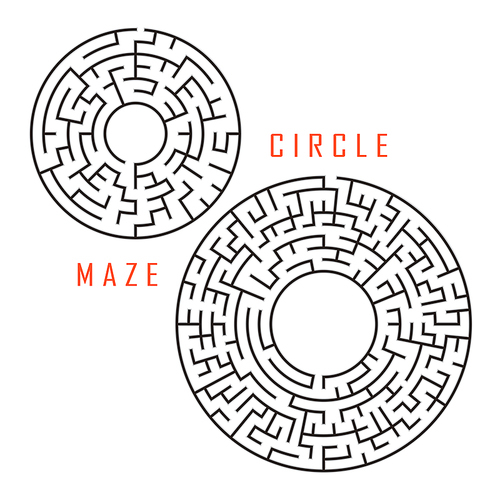 circular maze set isolated on white 