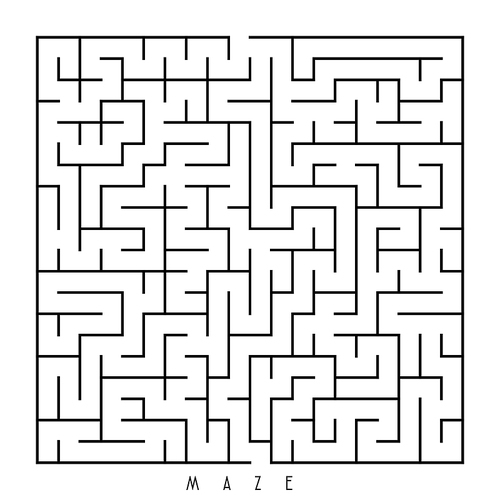 simple square labyrinth isolated on white 