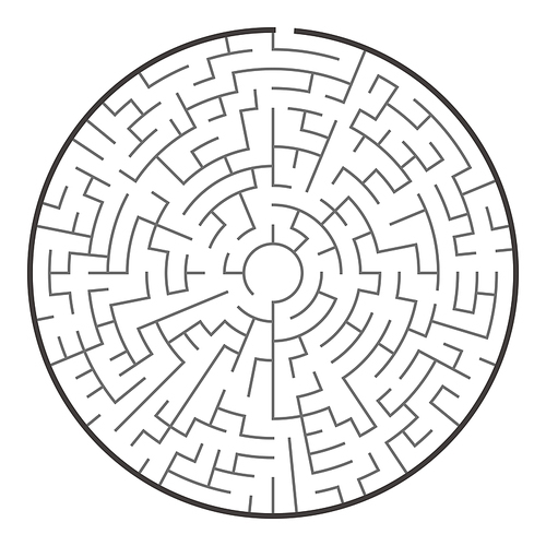 big circular maze isolated on white 
