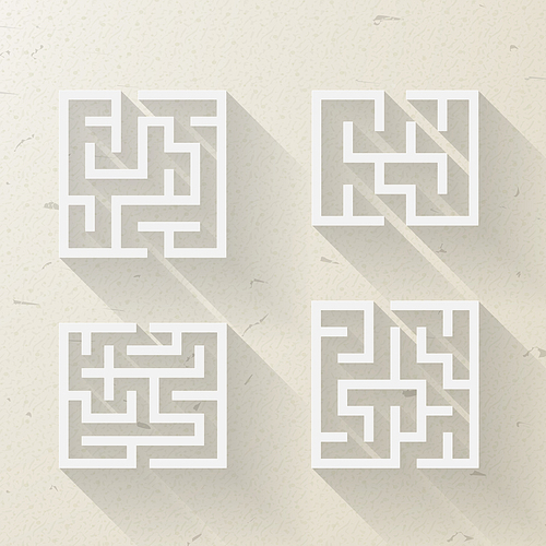 elegant square labyrinth set isolated on beige 
