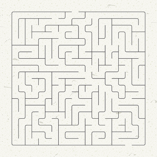 simple square labyrinth isolated on beige background