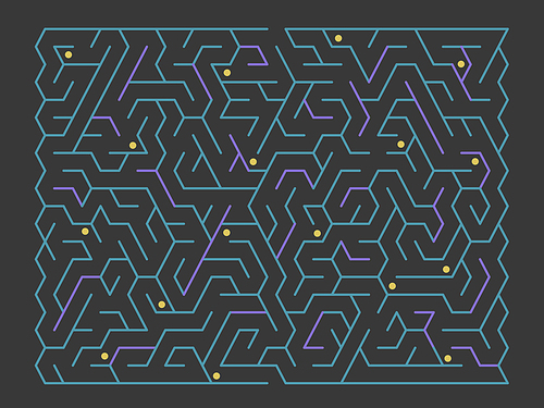 fashionable rectangular labyrinth isolated on black background