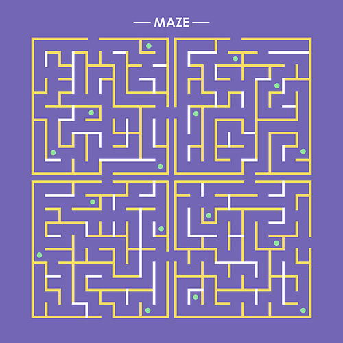 simple square labyrinth isolated on purple background