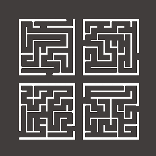 modern square labyrinth set isolated on dark