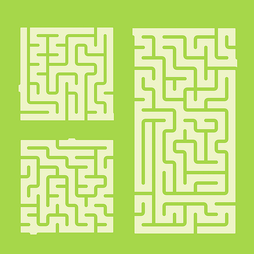 modern square labyrinth set isolated on green 