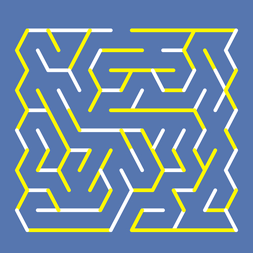 fashionable rectangular labyrinth isolated on blue background