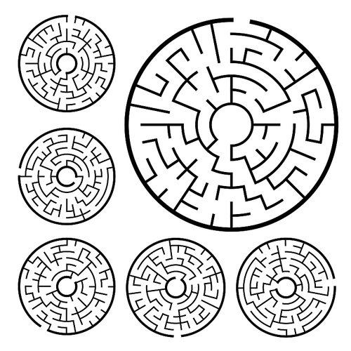 circular maze set isolated on white 