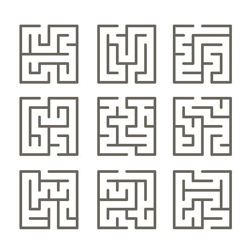 modern square labyrinth set isolated on white 