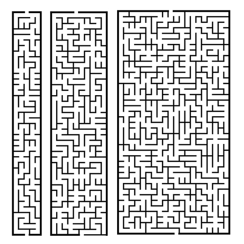 trendy rectangular labyrinth set isolated on white
