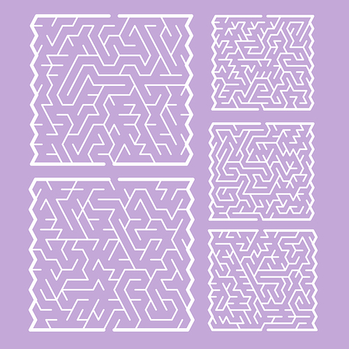 fashionable white labyrinth set isolated on purple 