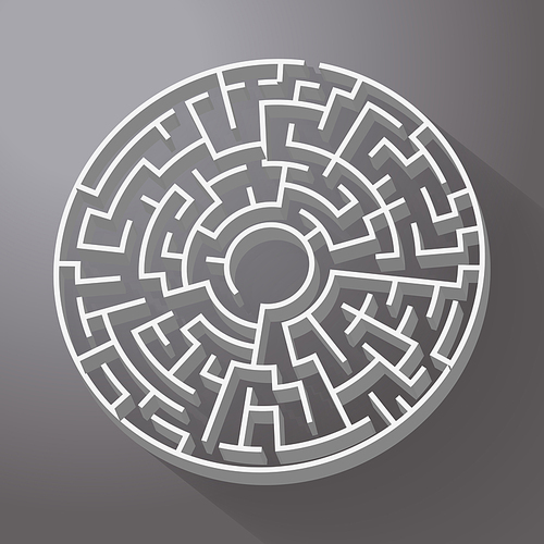 elegant circular maze with shadow isolated on grey background