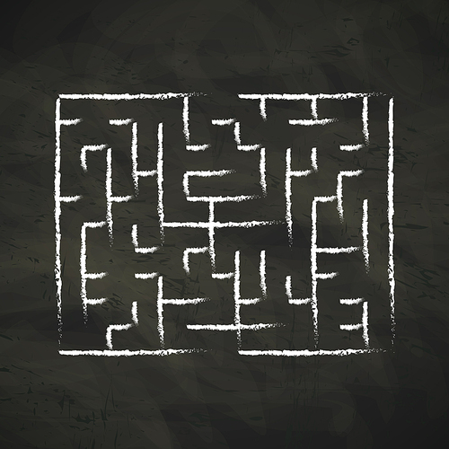 innovative maze drawn by chalk isolated on blackboard