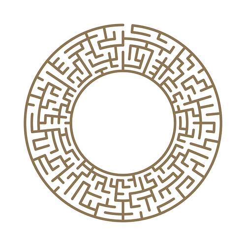 simplicity circular maze isolated on beige background