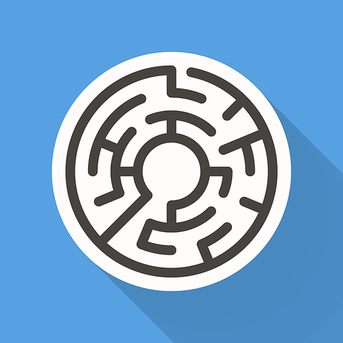 attractive circular maze isolated on bright blue background
