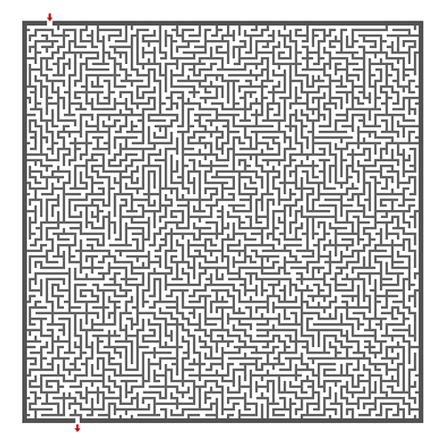 complex square maze isolated on white 