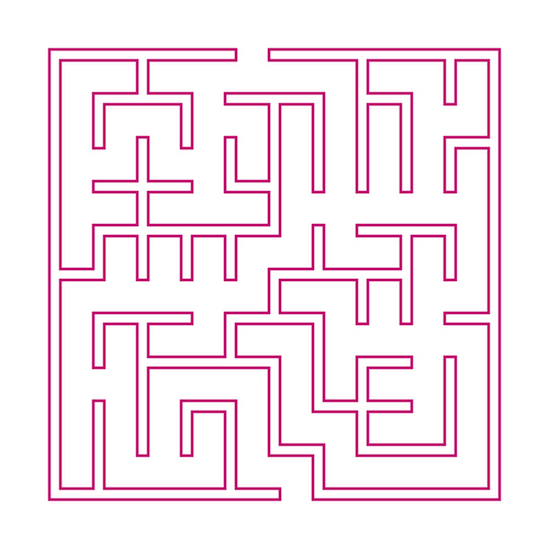 modern pink square maze isolated on white 