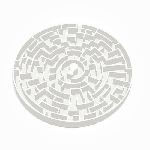 elegant circular maze isolated on bright white 