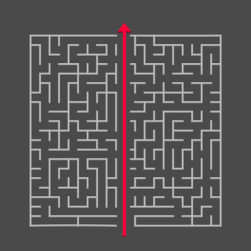 modern square maze isolated on dark background