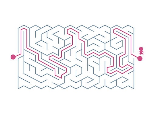 trendy hexagon maze isolated on white 