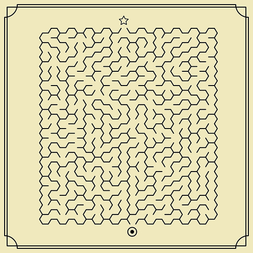 lovely hexagon maze isolated on yellow background