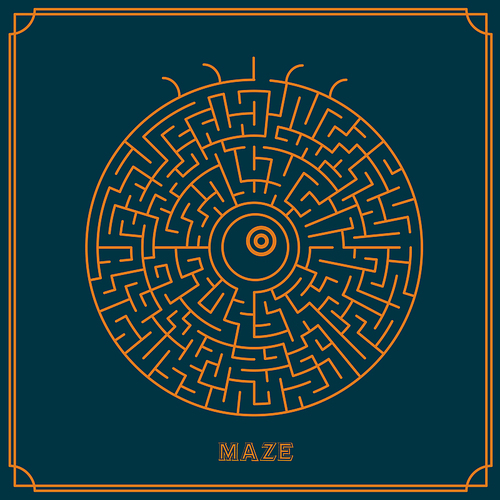 modern circular maze isolated on dark background