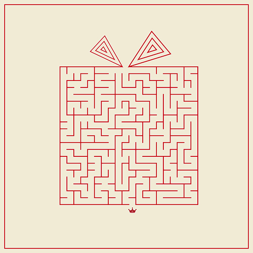 innovative present shaped maze isolated on beige background