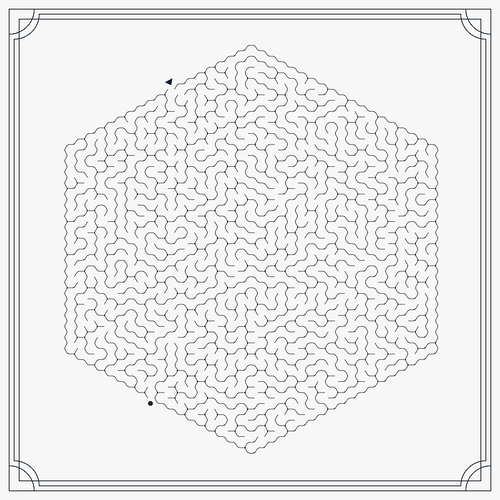 modern hexagon maze isolated on grey background