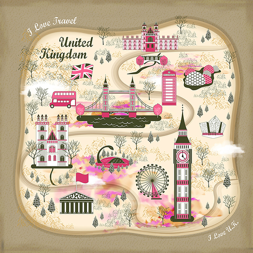 lovely United Kingdom travel concept illustration in flat style