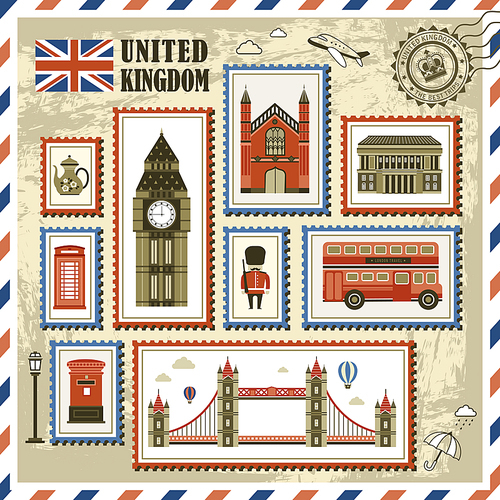 exquisite United Kingdom travel impression stamp collection