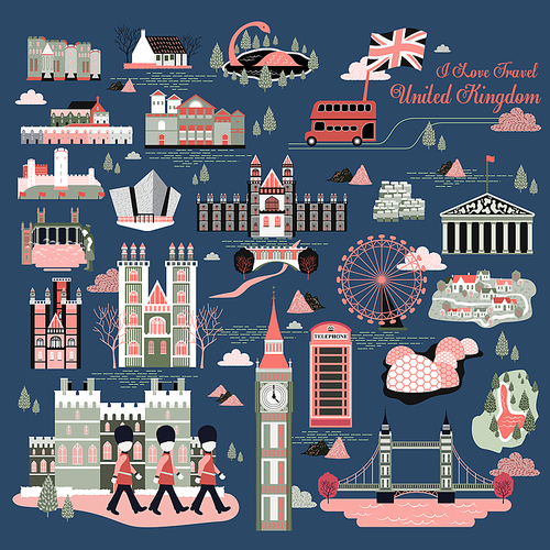 lovely United Kingdom travel impression collection set