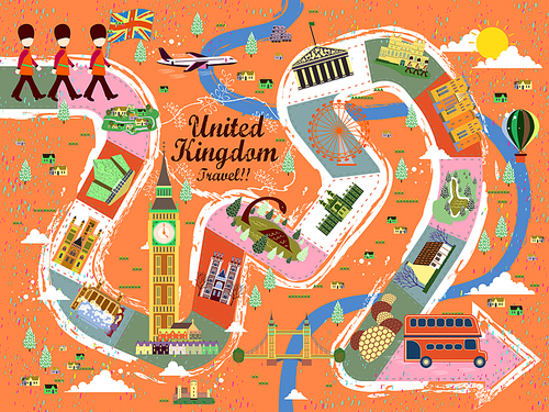 energetic United Kingdom travel board game poster design