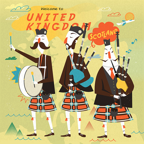 lovely Scottish folk music poster design in flat style