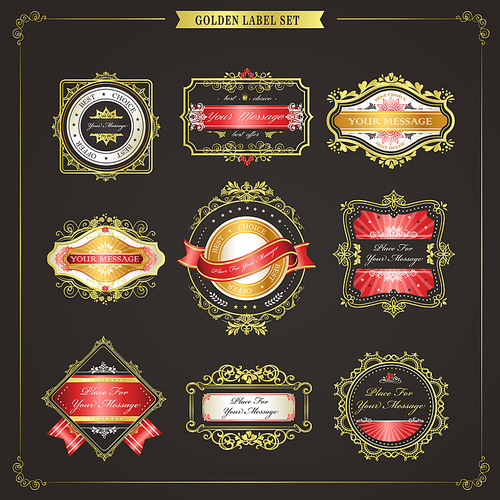 elegant premium quality golden labels collection over black