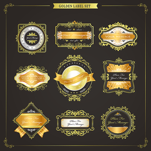 elegant premium quality golden labels collection over black